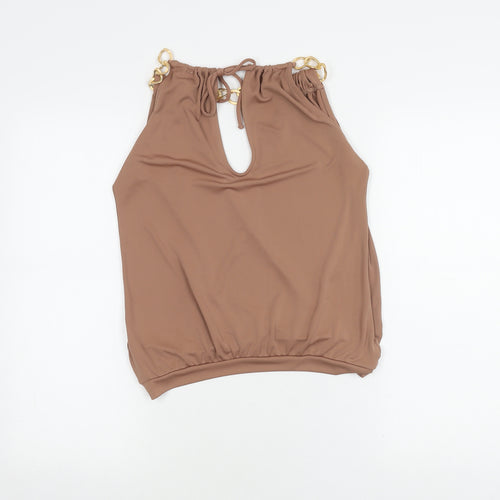 River Island Brown Halter Wrap Top, Women's Size 6, Summer Casual