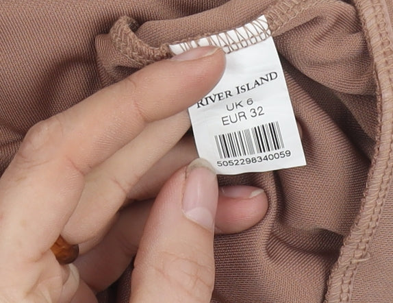 River Island Brown Halter Wrap Top, Women's Size 6, Summer Casual