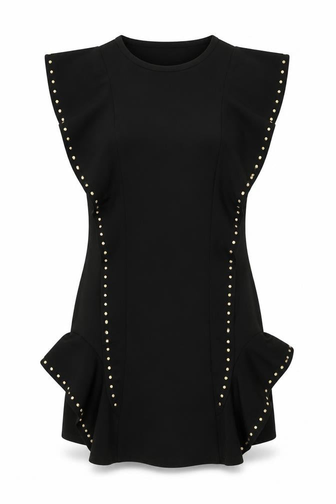 Front view of River Island Women's Black Studded Dress, size 8