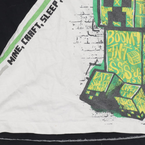Nutmeg Boys Minecraft T-Shirt, Black/White, 6-7 Years, Graphic Cotton