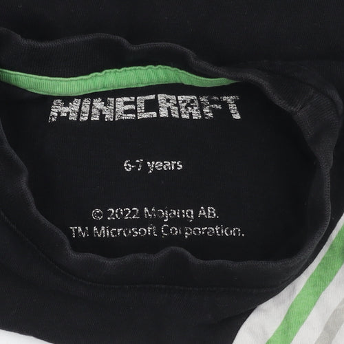Nutmeg Boys Minecraft T-Shirt, Black/White, 6-7 Years, Graphic Cotton