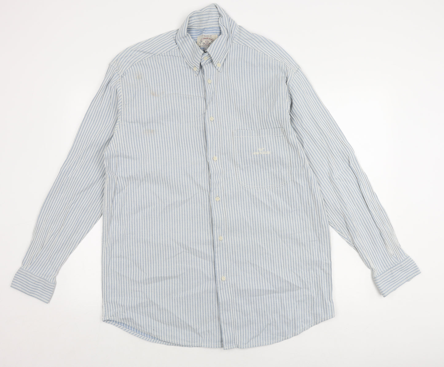 Armani Jeans Men's Blue Striped Long Sleeve Shirt XXL