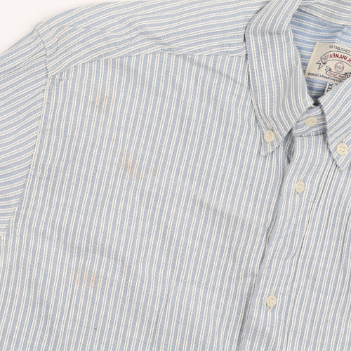 Armani Jeans Men's Blue Striped Long Sleeve Shirt XXL