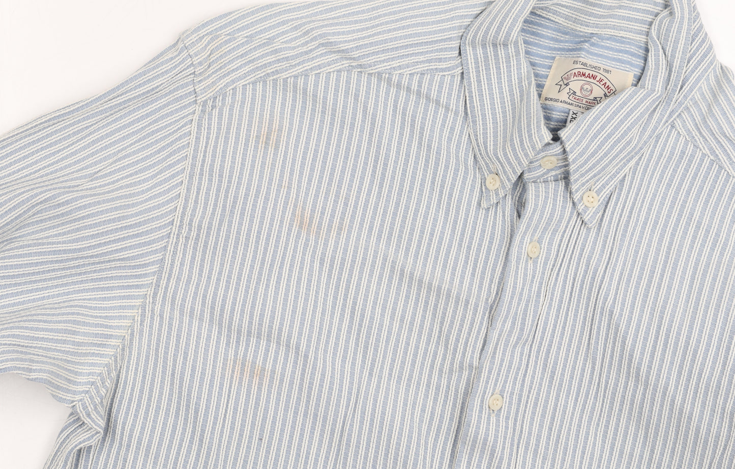 Armani Jeans Men's Blue Striped Long Sleeve Shirt XXL