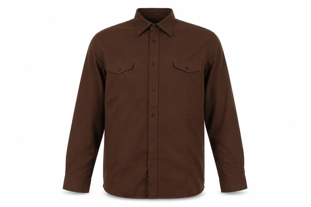 Front view of Peter Werth Men's Brown Long Sleeve Shirt, size 4