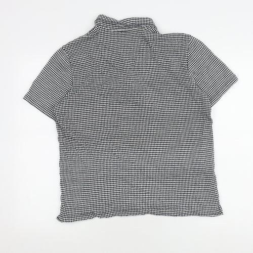 Ted Baker Men Black Check Polo M Short Sleeve Zip