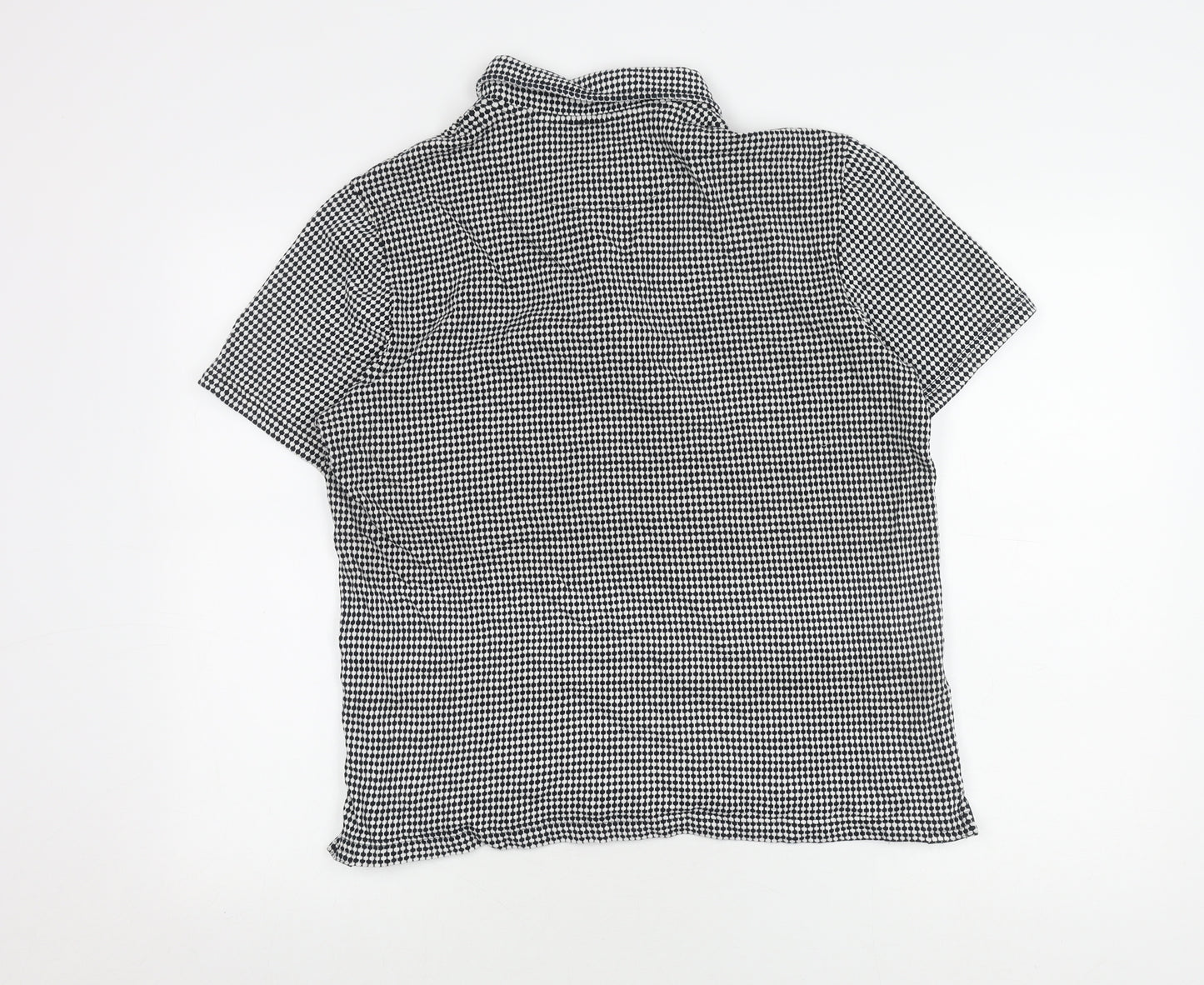 Ted Baker Men Black Check Polo M Short Sleeve Zip