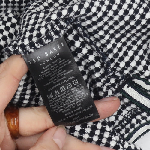 Ted Baker Men Black Check Polo M Short Sleeve Zip
