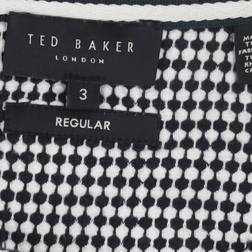 Ted Baker Men Black Check Polo M Short Sleeve Zip