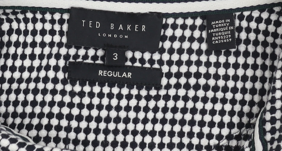 Ted Baker Men Black Check Polo M Short Sleeve Zip