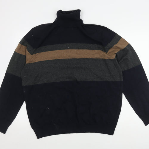 Marks and Spencer Men's 2XL Striped Pullover High Neck Jumper