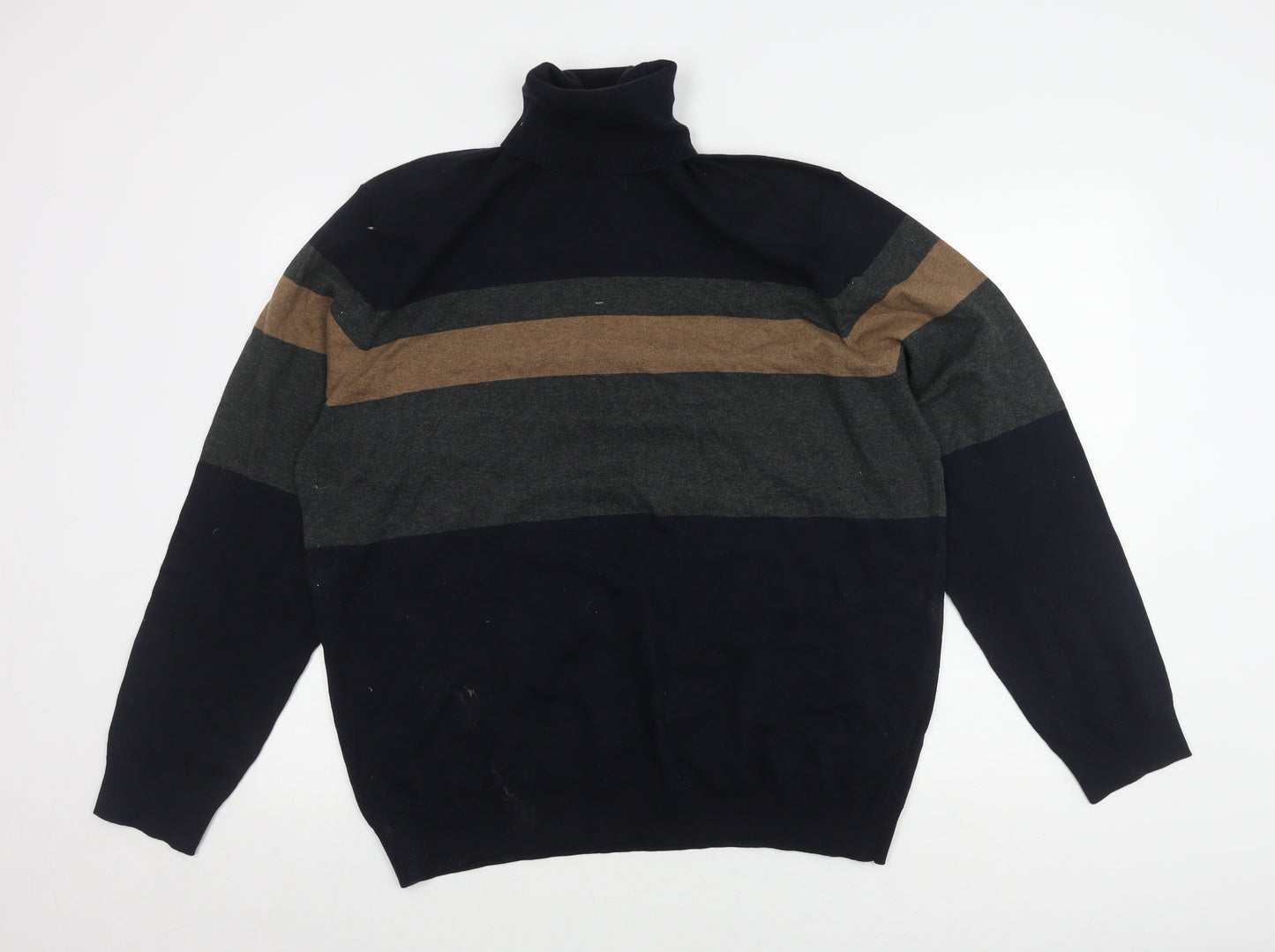 Marks and Spencer Men's 2XL Striped Pullover High Neck Jumper