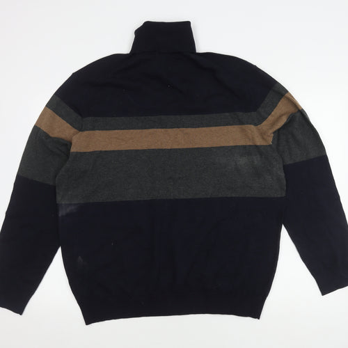 Marks and Spencer Men's 2XL Striped Pullover High Neck Jumper