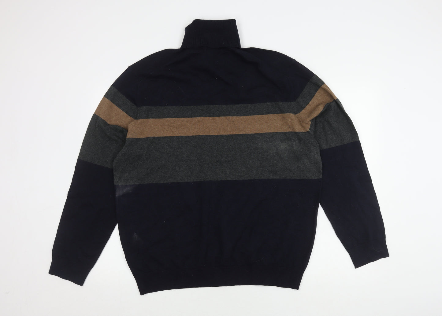 Marks and Spencer Men's 2XL Striped Pullover High Neck Jumper