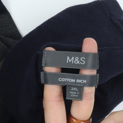 Marks and Spencer Men's 2XL Striped Pullover High Neck Jumper