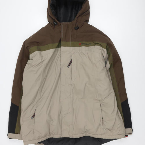 Boardpunk Men's Brown Puffer Jacket, Size L, Winter Ski Coat