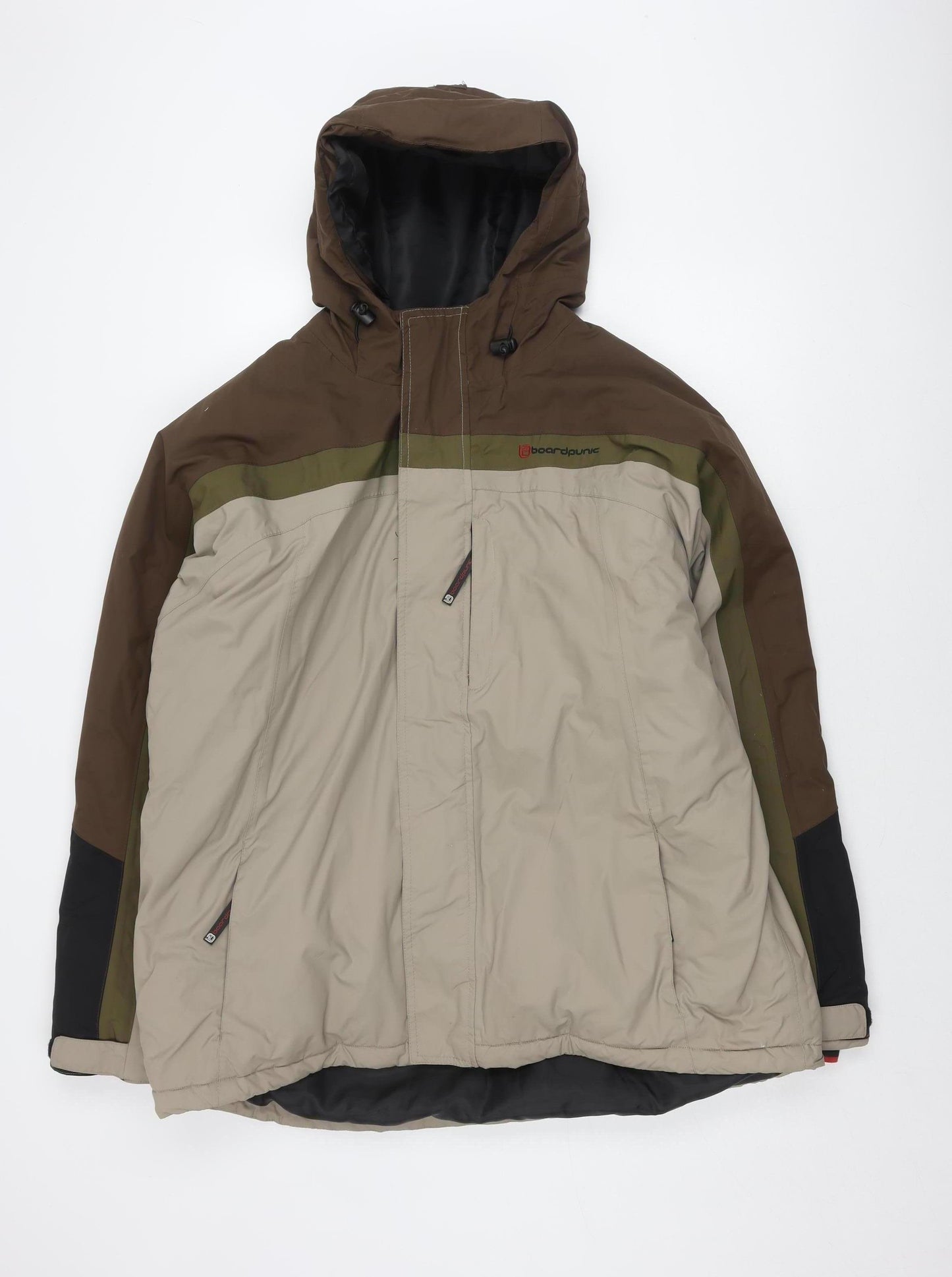 Boardpunk Men's Brown Puffer Jacket, Size L, Winter Ski Coat