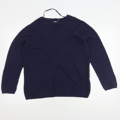 Damart Women's Blue Cable-Knit Cotton Jumper, Size 10