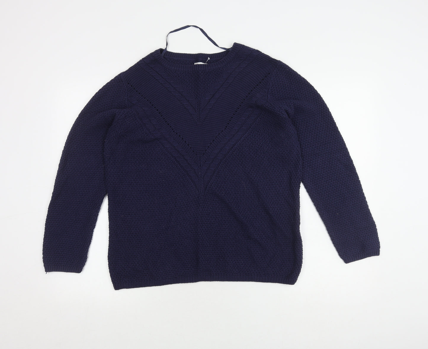 Damart Women's Blue Cable-Knit Cotton Jumper, Size 10