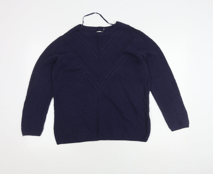 Damart Women's Blue Cable-Knit Cotton Jumper, Size 10