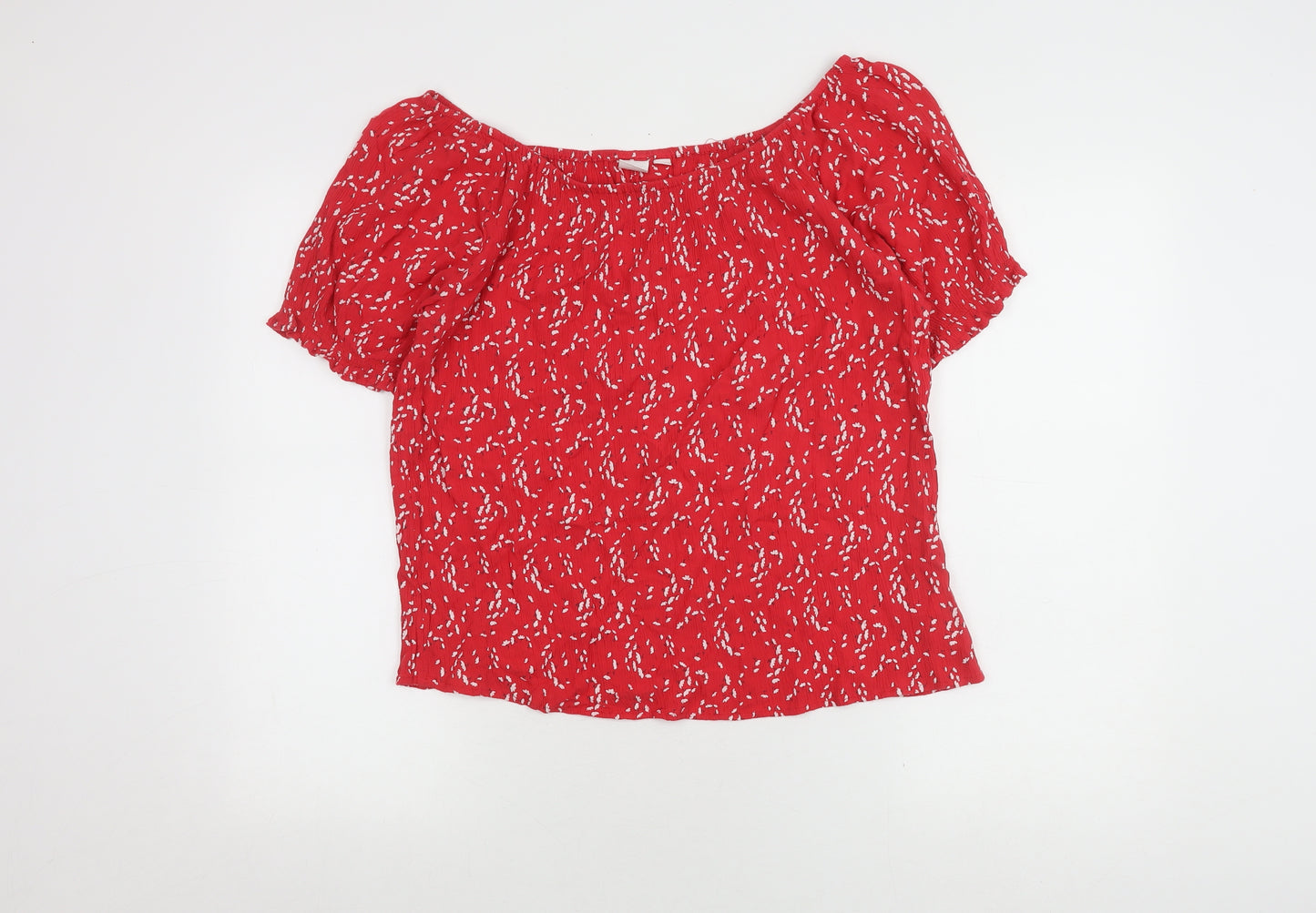 GAP Women's Red Floral Off-Shoulder Blouse M