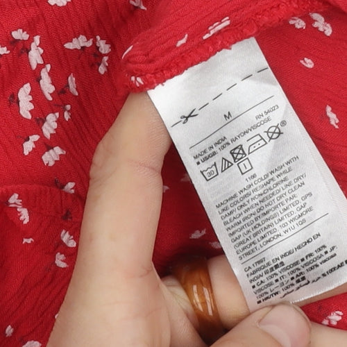 GAP Women's Red Floral Off-Shoulder Blouse M