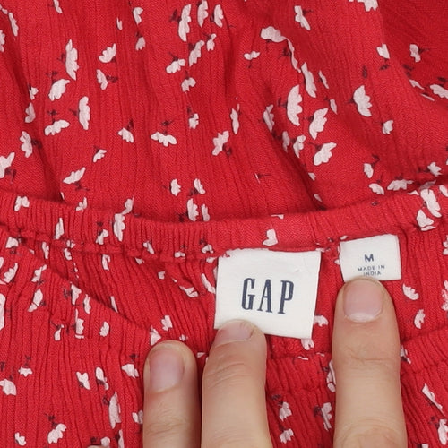 GAP Women's Red Floral Off-Shoulder Blouse M