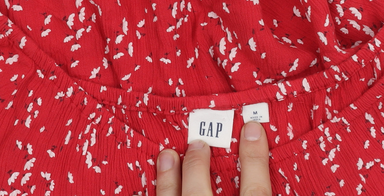 GAP Women's Red Floral Off-Shoulder Blouse M