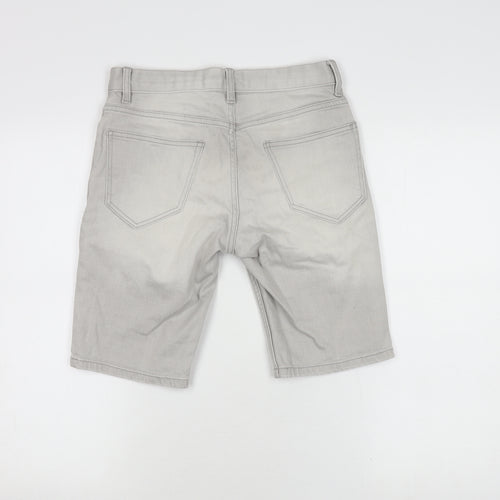 Topman Men's Grey Slim Fit Distressed Shorts Size 28