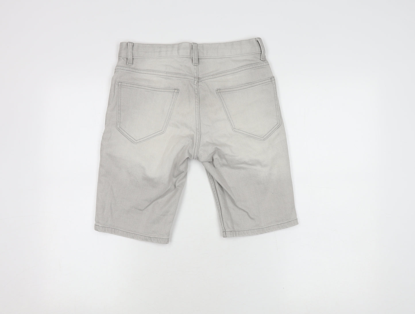 Topman Men's Grey Slim Fit Distressed Shorts Size 28