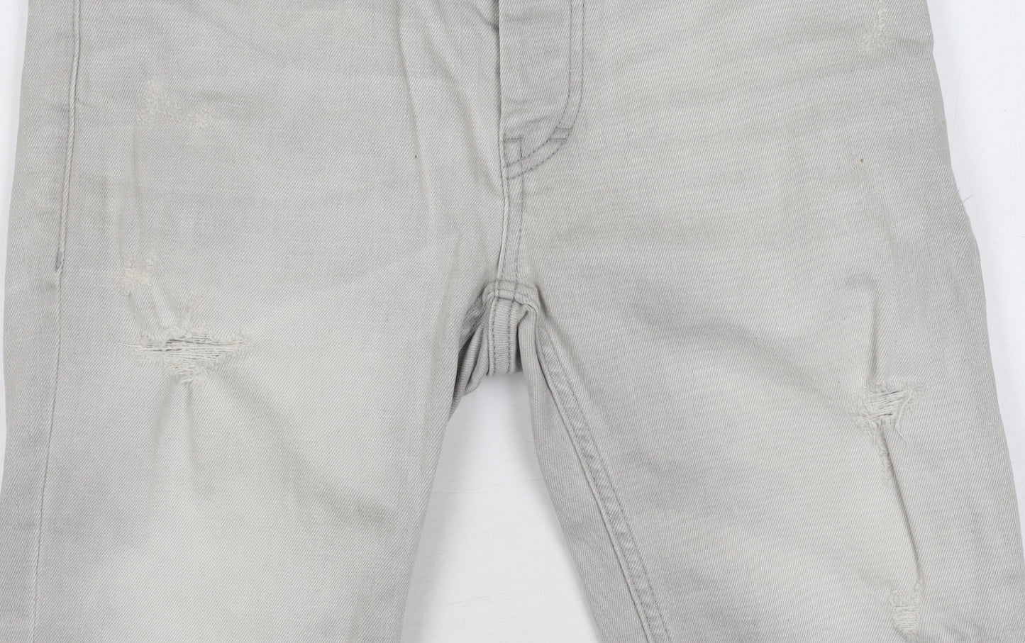 Topman Men's Grey Slim Fit Distressed Shorts Size 28