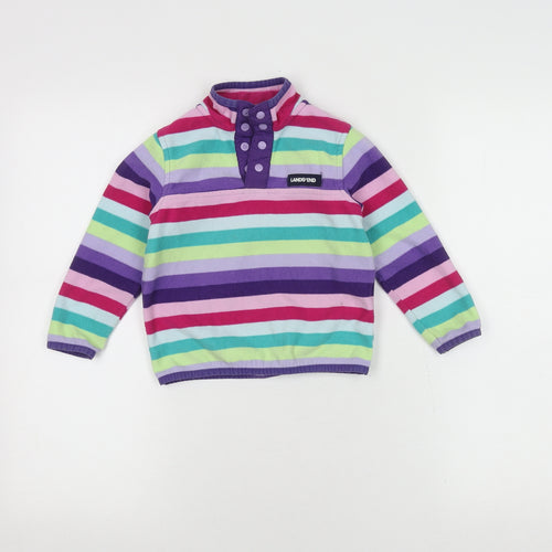 Land's End Girls Multicoloured Fleece Henley Sweatshirt, 3 Years