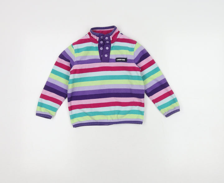 Land's End Girls Multicoloured Fleece Henley Sweatshirt, 3 Years