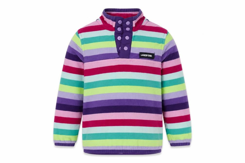 Land's End Girls Multicoloured Fleece Henley Sweatshirt, 3 Years