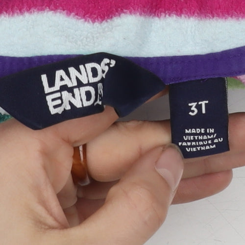 Land's End Girls Multicoloured Fleece Henley Sweatshirt, 3 Years
