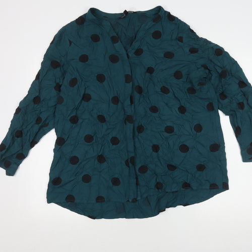 Capsule Women's Green Polka Dot Blouse, Size 18, Long Sleeve