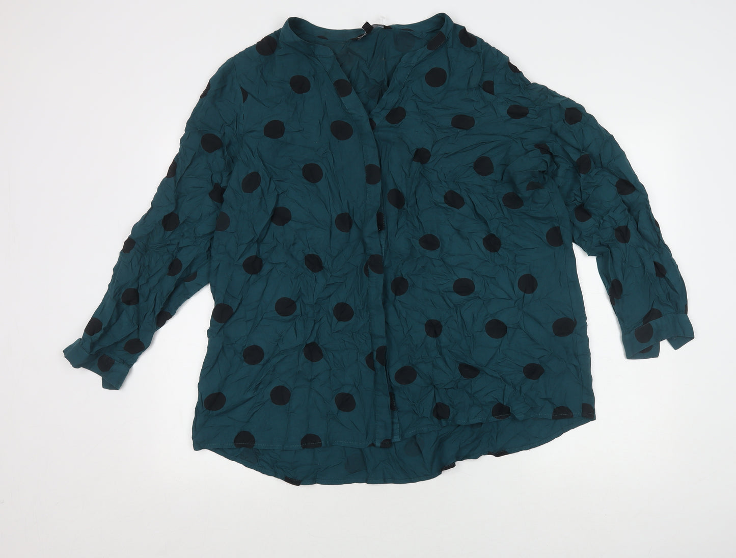 Capsule Women's Green Polka Dot Blouse, Size 18, Long Sleeve