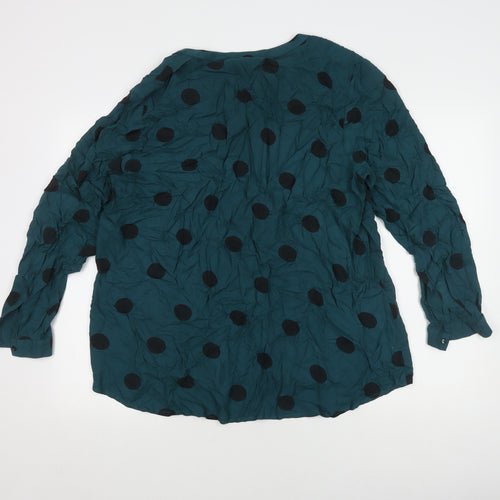 Capsule Women's Green Polka Dot Blouse, Size 18, Long Sleeve