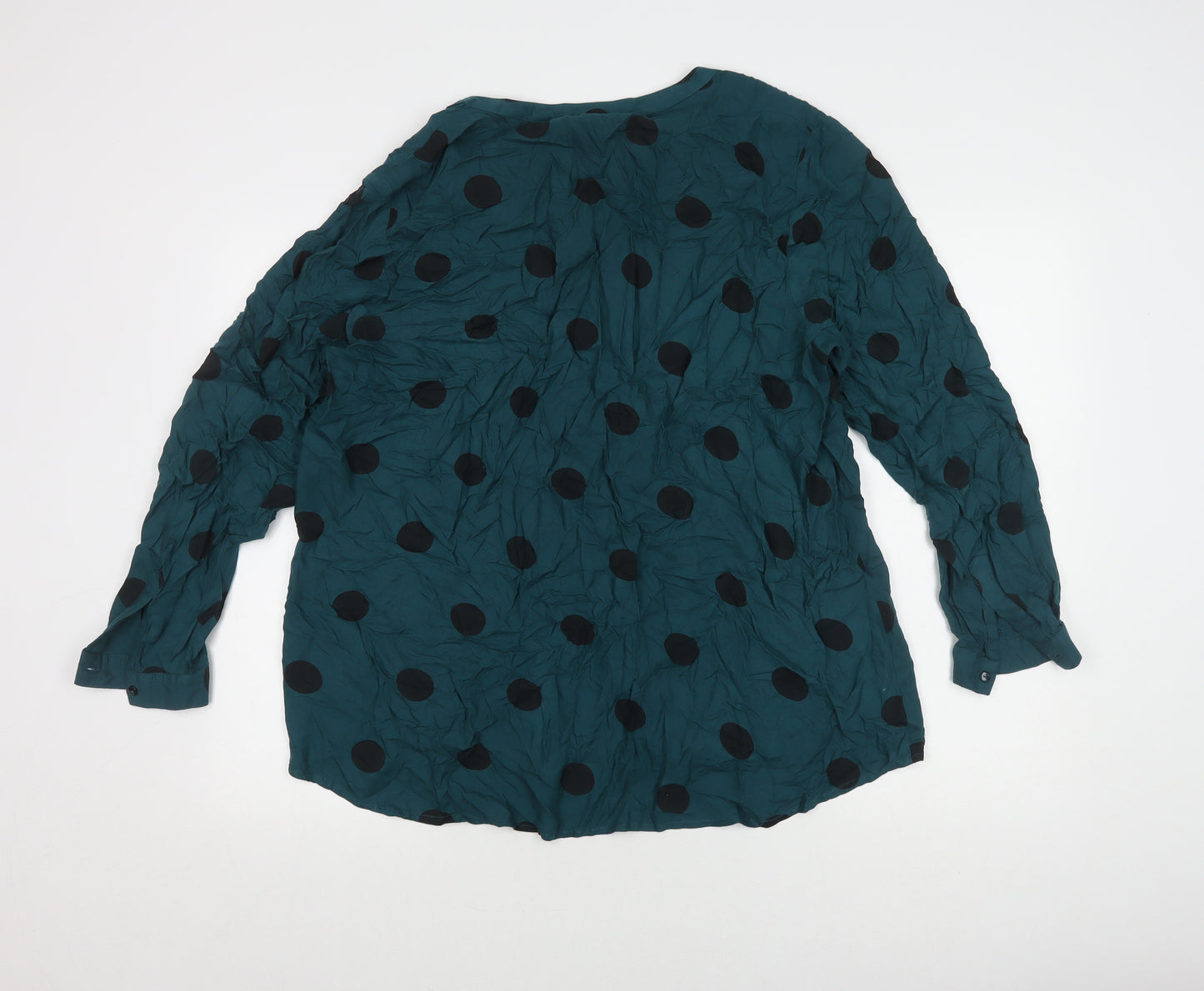 Capsule Women's Green Polka Dot Blouse, Size 18, Long Sleeve