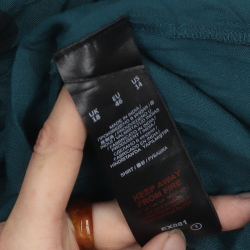 Capsule Women's Green Polka Dot Blouse, Size 18, Long Sleeve