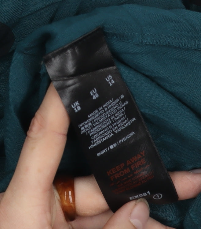 Capsule Women's Green Polka Dot Blouse, Size 18, Long Sleeve