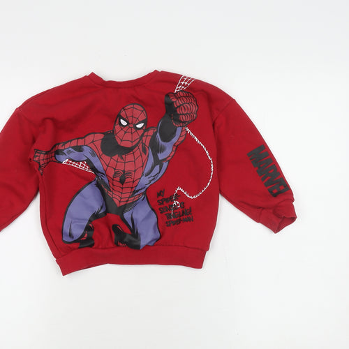 Marvel Spiderman Boys' Red Sweatshirt 4-5 Years Pullover