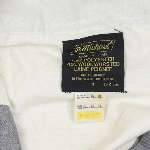 St Michael Men's Grey Trousers, Size S - Polyester Wool
