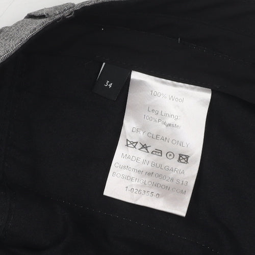 Bosideng Men's Grey Dress Pants - Size 34, Wool, Formal