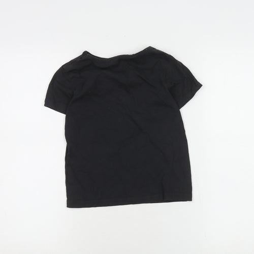 Disney Girls Black T-Shirt 7-8 Years Graphic Logo