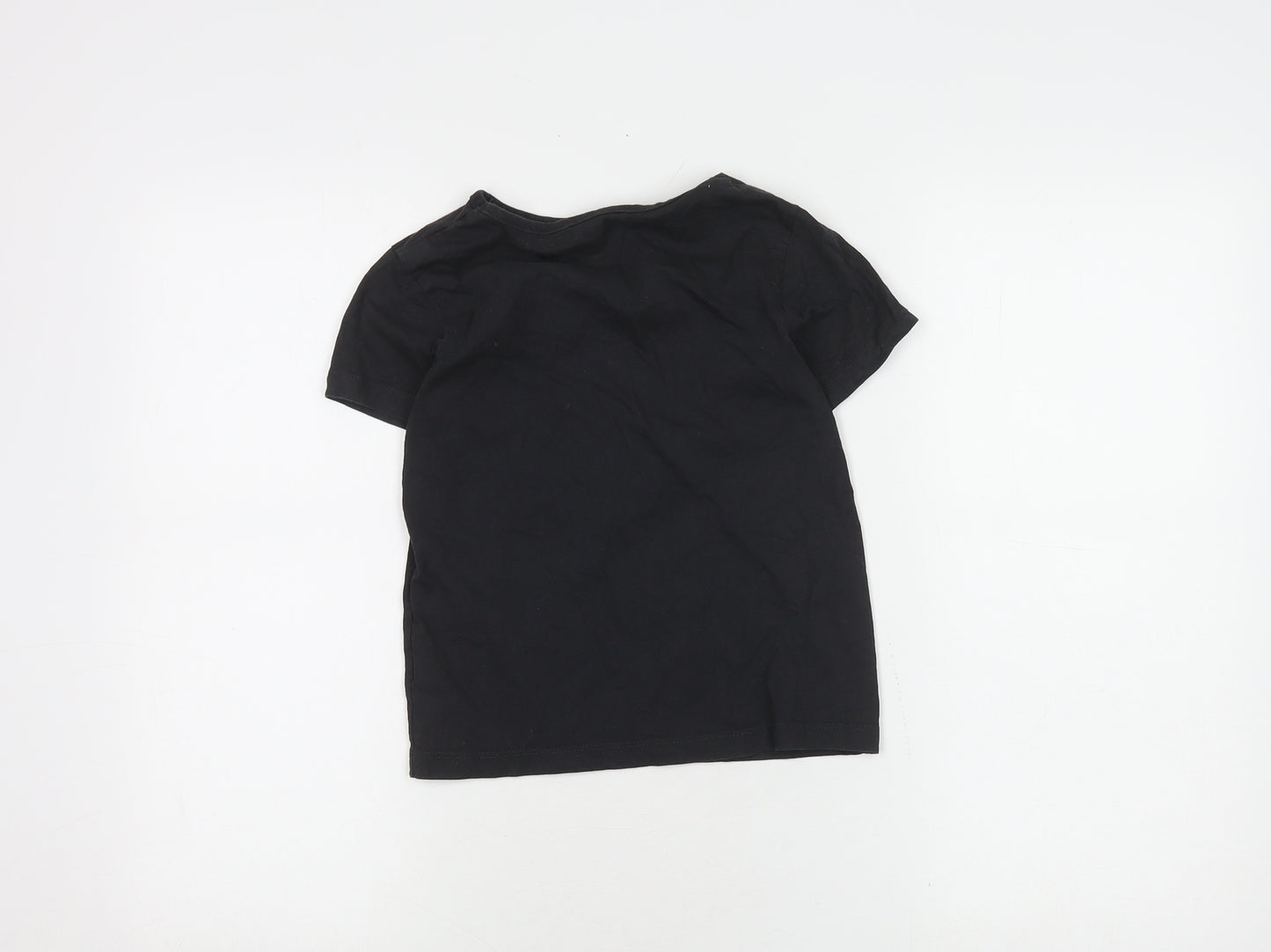 Disney Girls Black T-Shirt 7-8 Years Graphic Logo