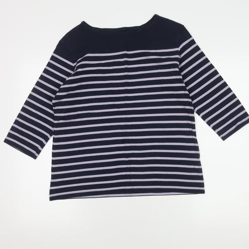 Seasalt Women's Blue Striped Boat Neck Top Size 16