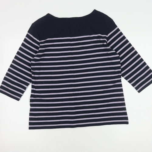Seasalt Women's Blue Striped Boat Neck Top Size 16