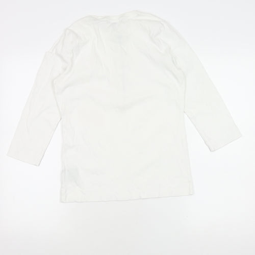 Lauren Ralph Lauren Women's White T-Shirt with Buttons, Size L