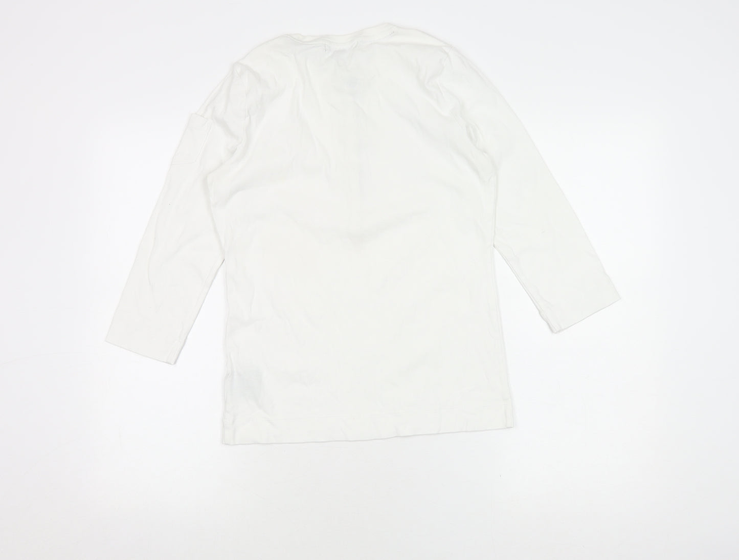 Lauren Ralph Lauren Women's White T-Shirt with Buttons, Size L